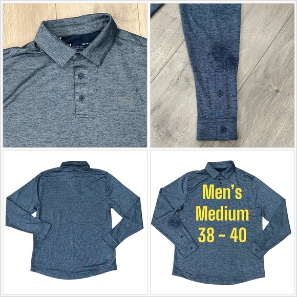 Under Armour Other - Men’s Under Armour Medium Polo Shirt Pullover Navy Blue Long Sleeve With Defect